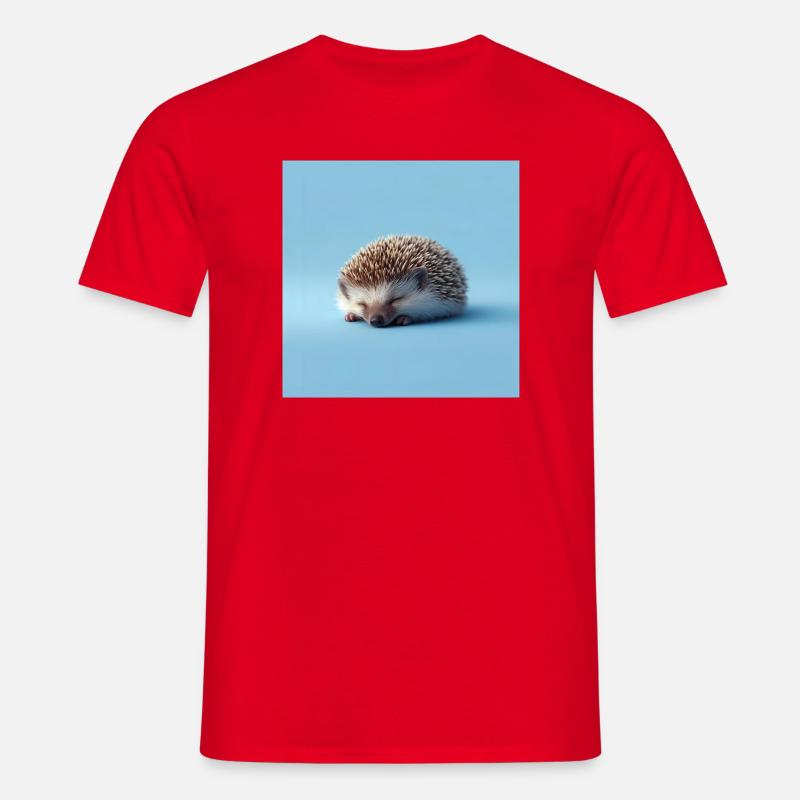 Blauer schlafender Igel - Männer T-Shirt - Rot