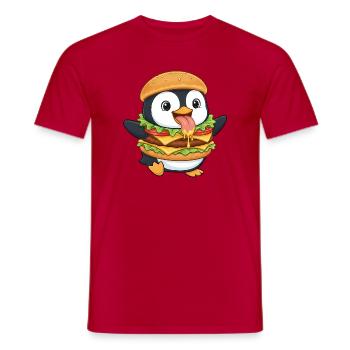 Mignon Pingouin Cartoon Cheeseburger - T-shirt homme - rouge - Devant - AI Model Male 178 dark (178cm)
