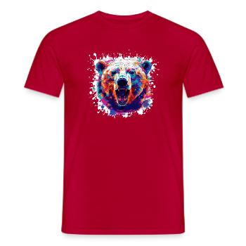 Bunter Bärenkopf PopArt - Männer T-Shirt - Rot - Vorne - AI Model Male 178 dark (178cm)
