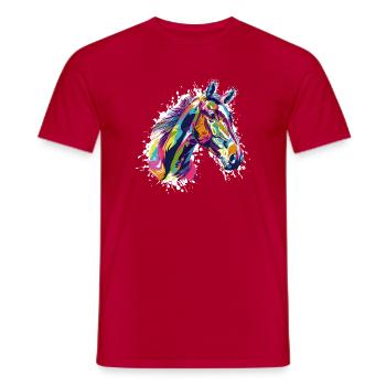Pferd - Männer T-Shirt - Rot - Vorne - AI Model Male 178 dark (178cm)