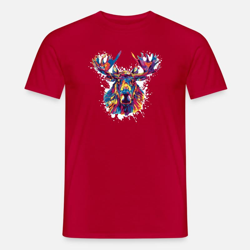 Hirsch Reh Farbklecks - Männer T-Shirt - Rot