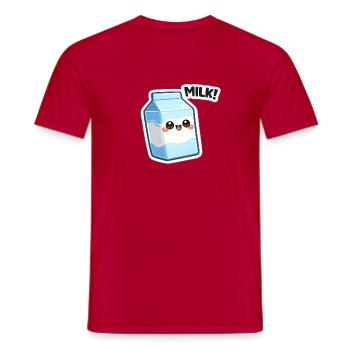 Kawaii Milchcarton Sticker Design - Männer T-Shirt - Rot - Vorne - AI Model Male 178 dark (178cm)