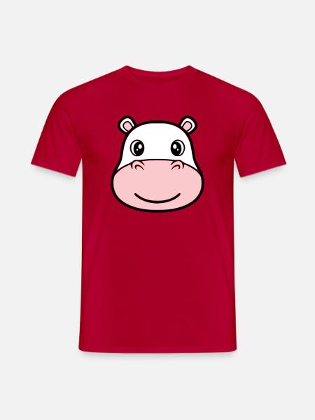 Hippopotamus Head Face Mask Smile - Men's T-Shirt - red