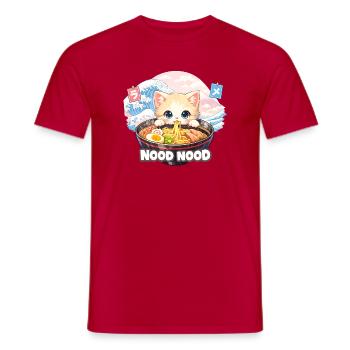 Ramen Cat Kanagawa Pastel - Men's T-Shirt - red - Front - AI Model Male 178 dark (178cm)