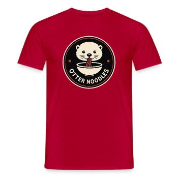 Otter Noodles Emblem – Minimal Streetwear Badge - Männer T-Shirt - Rot - Vorne - AI Model Male 178 dark (178cm)