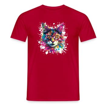 Cat Animal Art - Men's T-Shirt - red - Front - AI Model Male 178 dark (178cm)