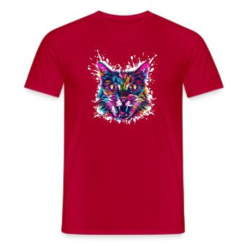 Cat Art Graffiti - Men's T-Shirt - red - Front - AI Model Male 178 dark (178cm)