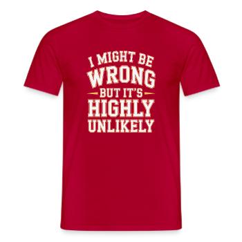 Je peux me tromper mais c’est un je-sais-tout très improbable - T-shirt homme - rouge - Devant - AI Model Male 178 dark (178cm)