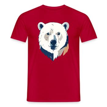 Polar Bear Polar Bear Head Drawing Head Design Motif - Men's T-Shirt - red - Front - AI Model Male 178 dark (178cm)