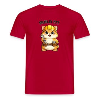 Baukatze: Bauhelm und Werkzeug - Männer T-Shirt - Rot - Vorne - AI Model Male 178 dark (178cm)