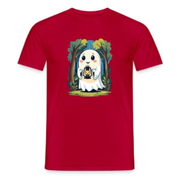 Laternengeist im nächtlichen Wald - Männer T-Shirt - Rot - Vorne - AI Model Male 178 dark (178cm)