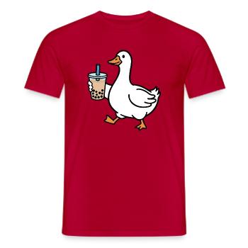 Quakende Ente mit Bubble Tea - Männer T-Shirt - Rot - Vorne - AI Model Male 178 dark (178cm)