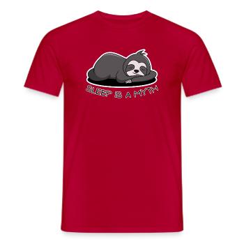 Sleep Is a Myth Sloth Tired Funny Design - Men's T-Shirt - red - Front - AI Model Male 178 dark (178cm)