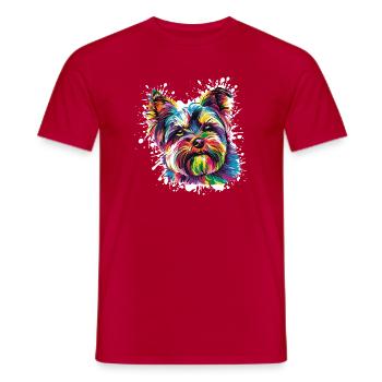 Farbenfrohes Hundeporträt Spritzer - Männer T-Shirt - Rot - Vorne - AI Model Male 178 dark (178cm)