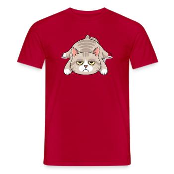 Grimmige Langschläfer-Katze Morgenmuffel - Männer T-Shirt - Rot - Vorne - AI Model Male 178 dark (178cm)