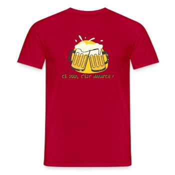 Fußball heute Abend ist ein Spiel mit Bier - Männer T-Shirt - Rot - Vorne - AI Model Male 178 dark (178cm)