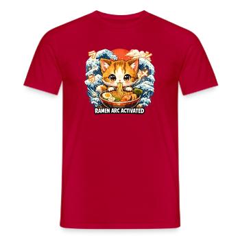Kawaii Cat Ramen Nouilles Anime Chat - T-shirt homme - rouge - Devant - AI Model Male 178 dark (178cm)