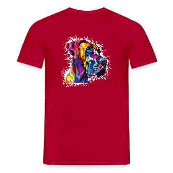 Portrait de chien et chien - T-shirt homme - rouge - Devant - AI Model Male 178 dark (178cm)