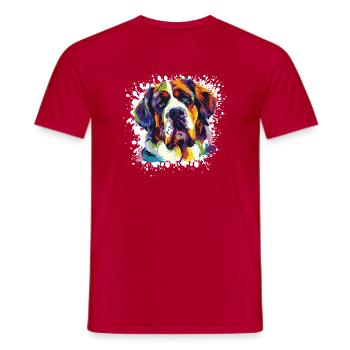 Bunter PopArt Hund Portrait - Männer T-Shirt - Rot - Vorne - AI Model Male 178 dark (178cm)