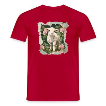 Lamb Vintage - Men's T-Shirt - red - Front - AI Model Male 178 dark (178cm)