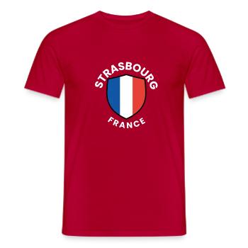 Straßburger Schild Frankreich - Männer T-Shirt - Rot - Vorne - AI Model Male 178 dark (178cm)