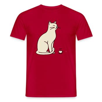 Minimalistische Silhouette Cream Cat - Männer T-Shirt - Rot - Vorne - AI Model Male 178 dark (178cm)