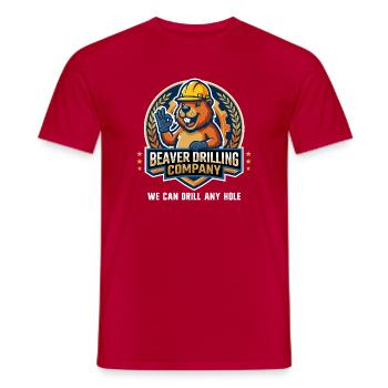 Beaver Drilling Co can drill any hole. Dirt - Men's T-Shirt - red - Front - AI Model Male 178 dark (178cm)