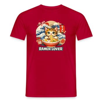 Ramen Nouilles, Amoureux des Chats, Kats Kawaii Rétro - T-shirt homme - rouge - Devant - AI Model Male 178 dark (178cm)