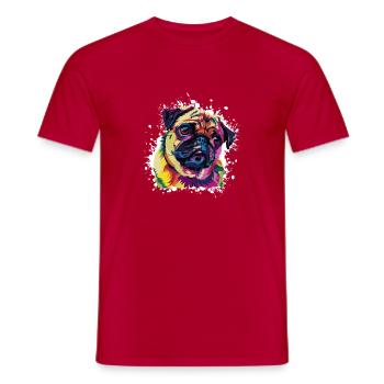 Art animalier chien carlin - T-shirt homme - rouge - Devant - AI Model Male 178 dark (178cm)