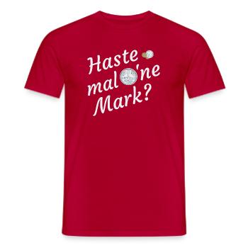 Do you have a mark? Retro, Hand Drawing Coins - Men's T-Shirt - red - Front - AI Model Male 178 dark (178cm)