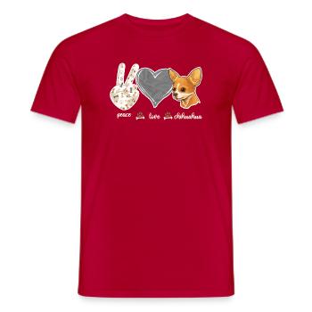 Chihuahua Chihuahueño Paix Amour - T-shirt homme - rouge - Devant - AI Model Male 178 dark (178cm)