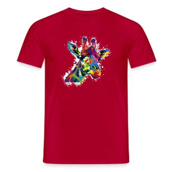 Farbige Giraffe Popart - Männer T-Shirt - Rot - Vorne - AI Model Male 178 dark (178cm)