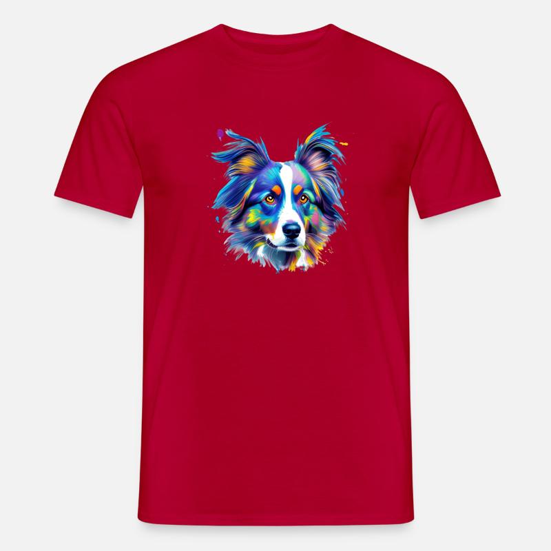 Australian Shepherd Aussie Buntes Hundeporträt - Männer T-Shirt - Rot