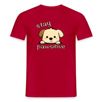 Restez Pawsitive - T-shirt homme - rouge - Devant - AI Model Male 178 dark (178cm)