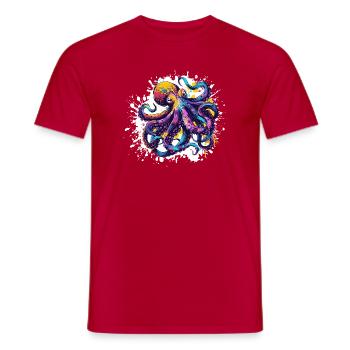 Neon Squid Color Explosion - Men's T-Shirt - red - Front - AI Model Male 178 dark (178cm)