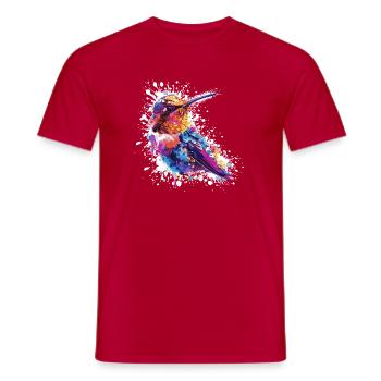 Colorful Hummingbird Watercolor Splash - Men's T-Shirt - red - Front - AI Model Male 178 dark (178cm)