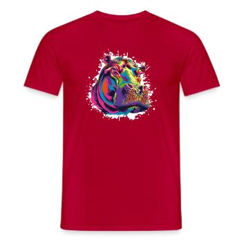 Nilpferd Kunst Comic - Männer T-Shirt - Rot - Vorne - AI Model Male 178 dark (178cm)