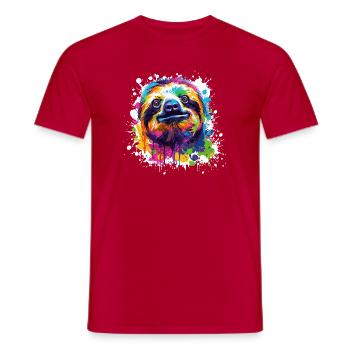 Color Explosion Sloth Sloth - Men's T-Shirt - red - Front - AI Model Male 178 dark (178cm)