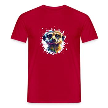 Éclaboussure de portrait de suricate - T-shirt homme - rouge - Devant - AI Model Male 178 dark (178cm)
