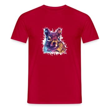 Contraste de couleur Écureuil PopArt - T-shirt homme - rouge - Devant - AI Model Male 178 dark (178cm)