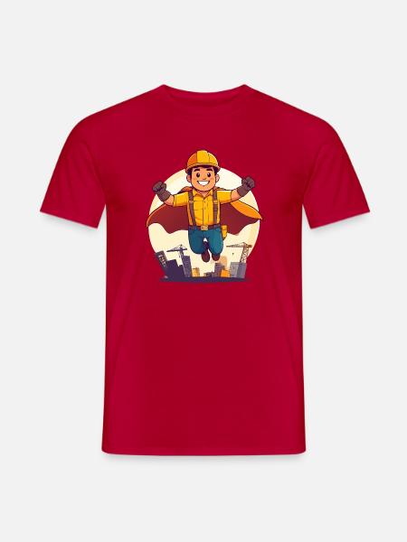 Bauhelden Superheld Bauarbeiter Held der Baustelle - Männer T-Shirt - Rot