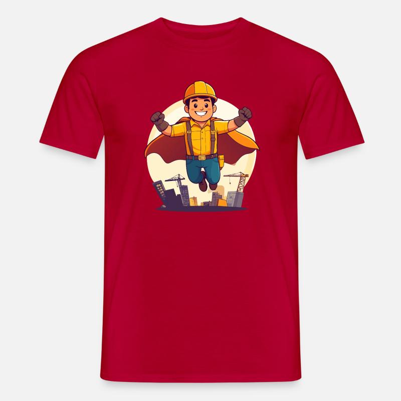 Bauhelden Superheld Bauarbeiter Held der Baustelle - Männer T-Shirt - Rot
