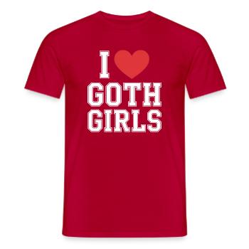 Ich liebe Goth Girls - Männer T-Shirt - Rot - Vorne - AI Model Male 178 dark (178cm)