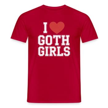 J’aime les filles gothiques - T-shirt homme - rouge - Devant - AI Model Male 178 dark (178cm)