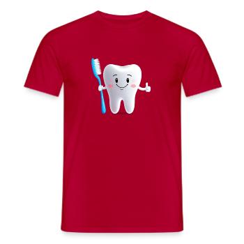 Smiling tooth with toothbrush - Men's T-Shirt - red - Front - AI Model Male 178 dark (178cm)