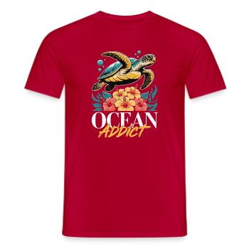 Sea Turtle Ocean Addict Design - T-shirt homme - rouge - Devant - AI Model Male 178 dark (178cm)