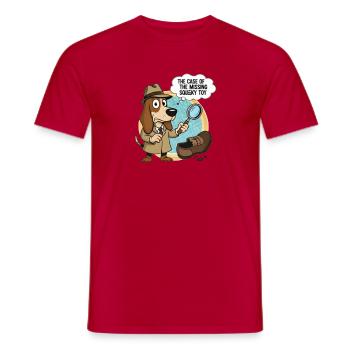 Chien détective et jouet disparu - T-shirt homme - rouge - Devant - AI Model Male 178 dark (178cm)