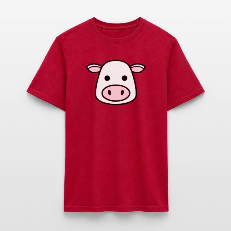 Mignonne Tête de Vache Visage Vector de la BD T-shirt homme