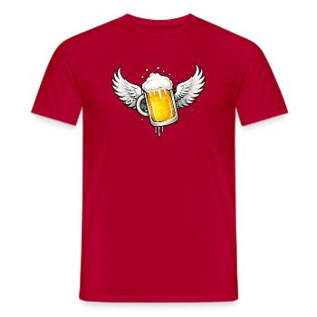 Chope de bière avec des ailes – motif amusant et sympa - T-shirt homme - rouge - Devant - AI Model Male 178 dark (178cm)