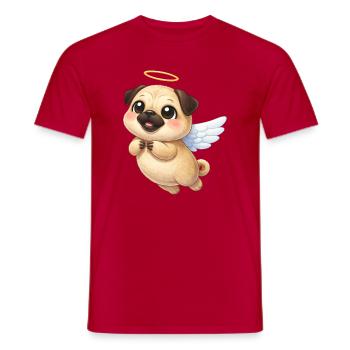 Cute Pug Cartoon Angel with Wings Friendly - Men's T-Shirt - red - Front - AI Model Male 178 dark (178cm)